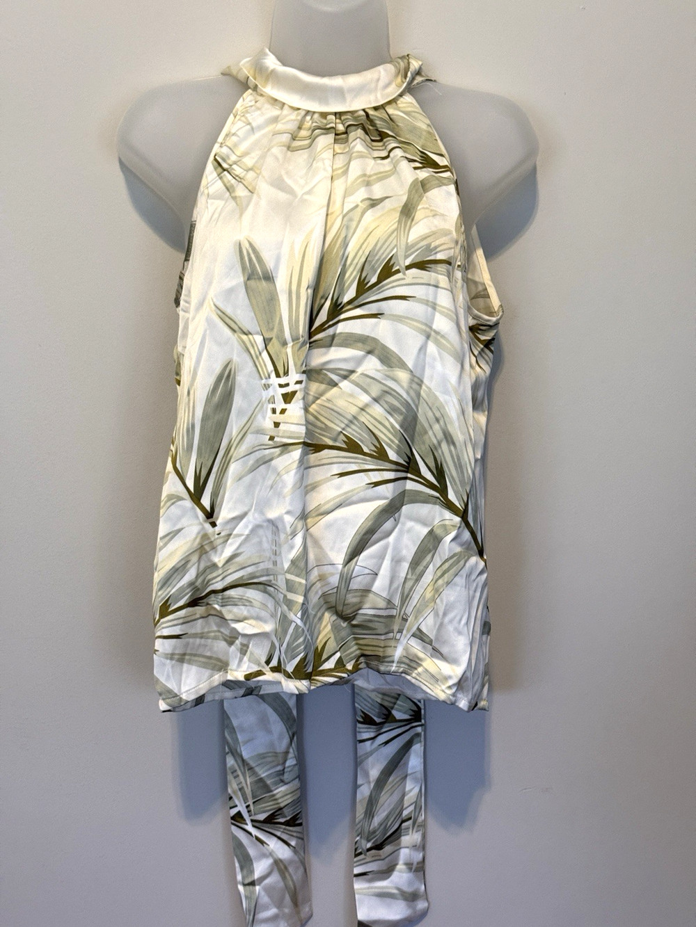 Rachel Zoe Women's Small Palm Leaf Print Halter Neck Sleeveless Blouse NWT